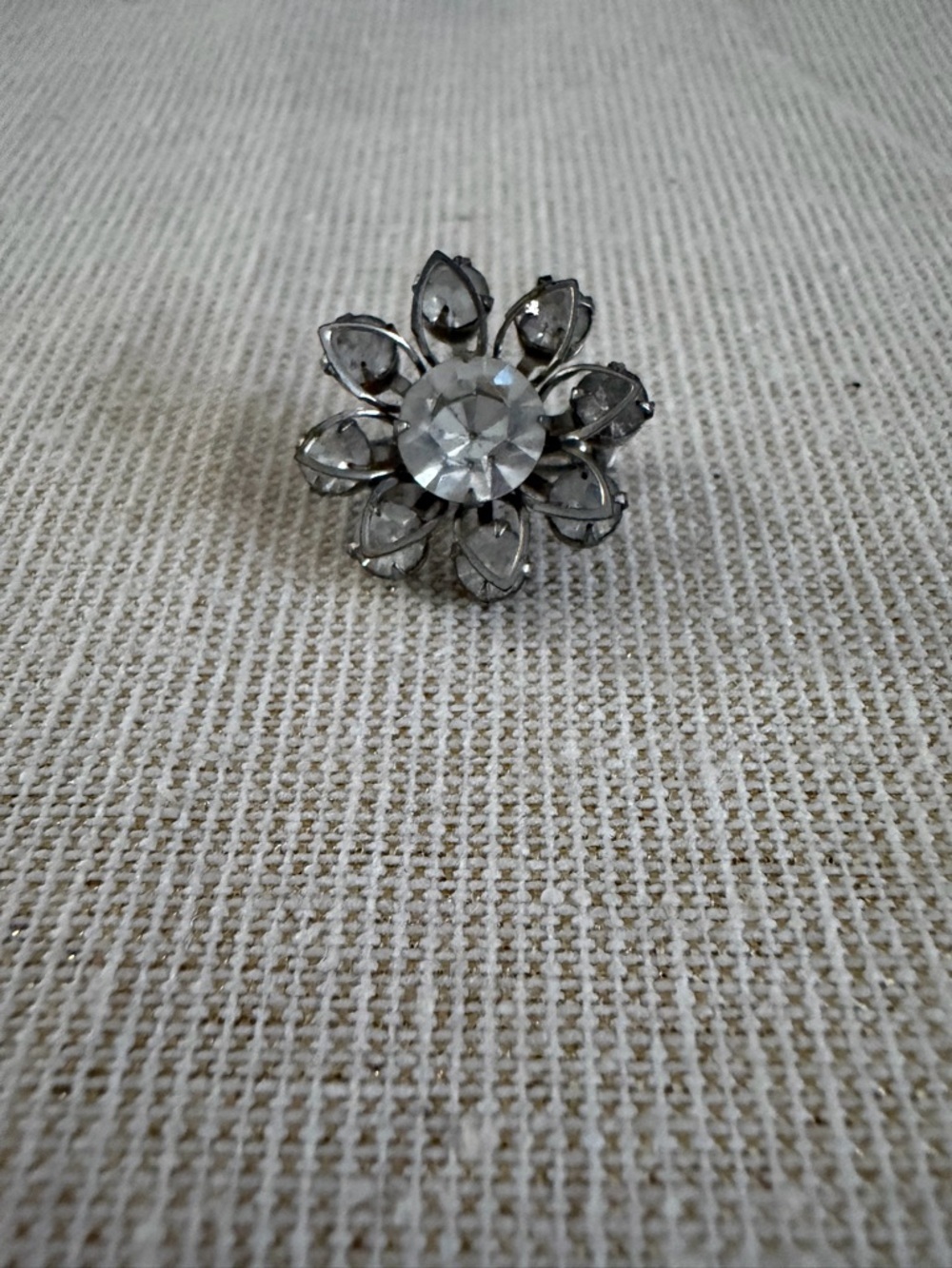 Crystal Flower Brooch - Silver Clear Rhinestone Pin